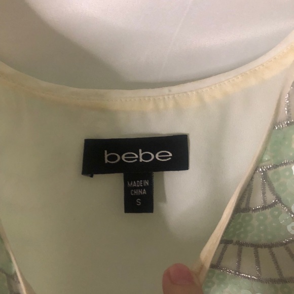 Bebe Mint & Silver Sequins Scalloped Dress - Picture 4 of 5